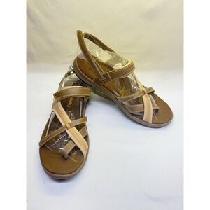Bearpaw Comfort Sandals Walking Hook Loop  Brown Tan Suede Leather Womens Sz 10